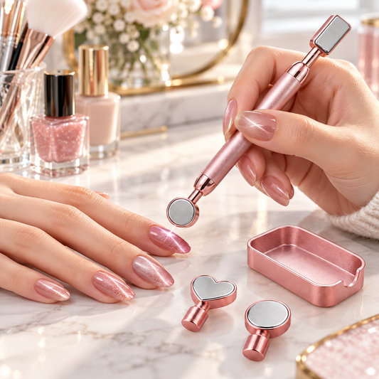 Rose Gold Cat Eye Nail Magnet Set – 3D Magnetic Nail Art Tool Kit