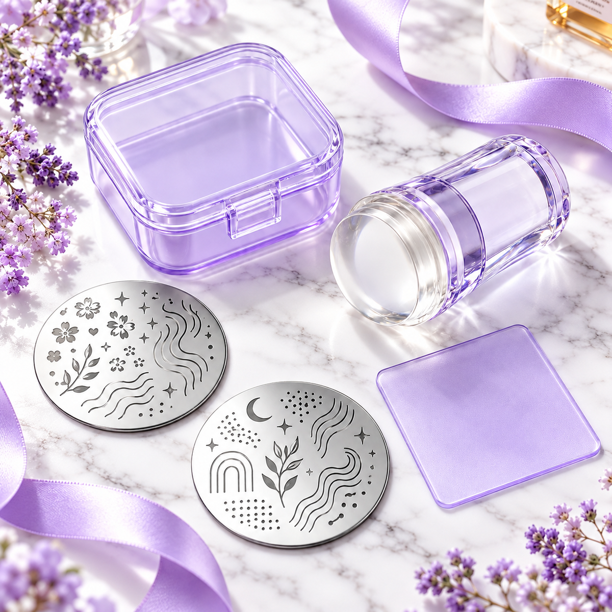 Jelly Nail Stamper Kit ā DIY Nail Art Stamping Set with 2 Design Plates