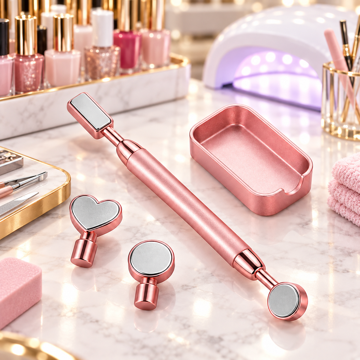 Rose Gold Cat Eye Nail Magnet Set – 3D Magnetic Nail Art Tool Kit