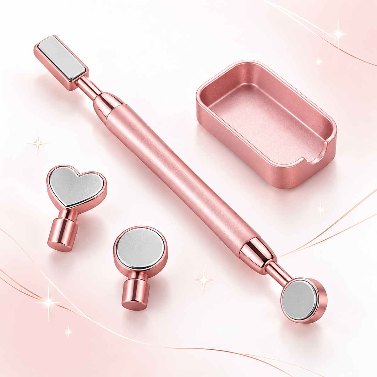 Rose Gold Cat Eye Nail Magnet Set – 3D Magnetic Nail Art Tool Kit