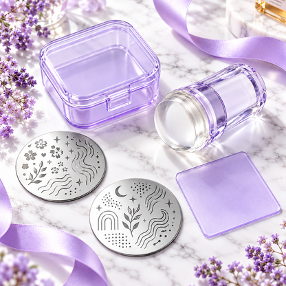 Jelly Nail Stamper Kit – DIY Nail Art Stamping Set with 2 Design Plates