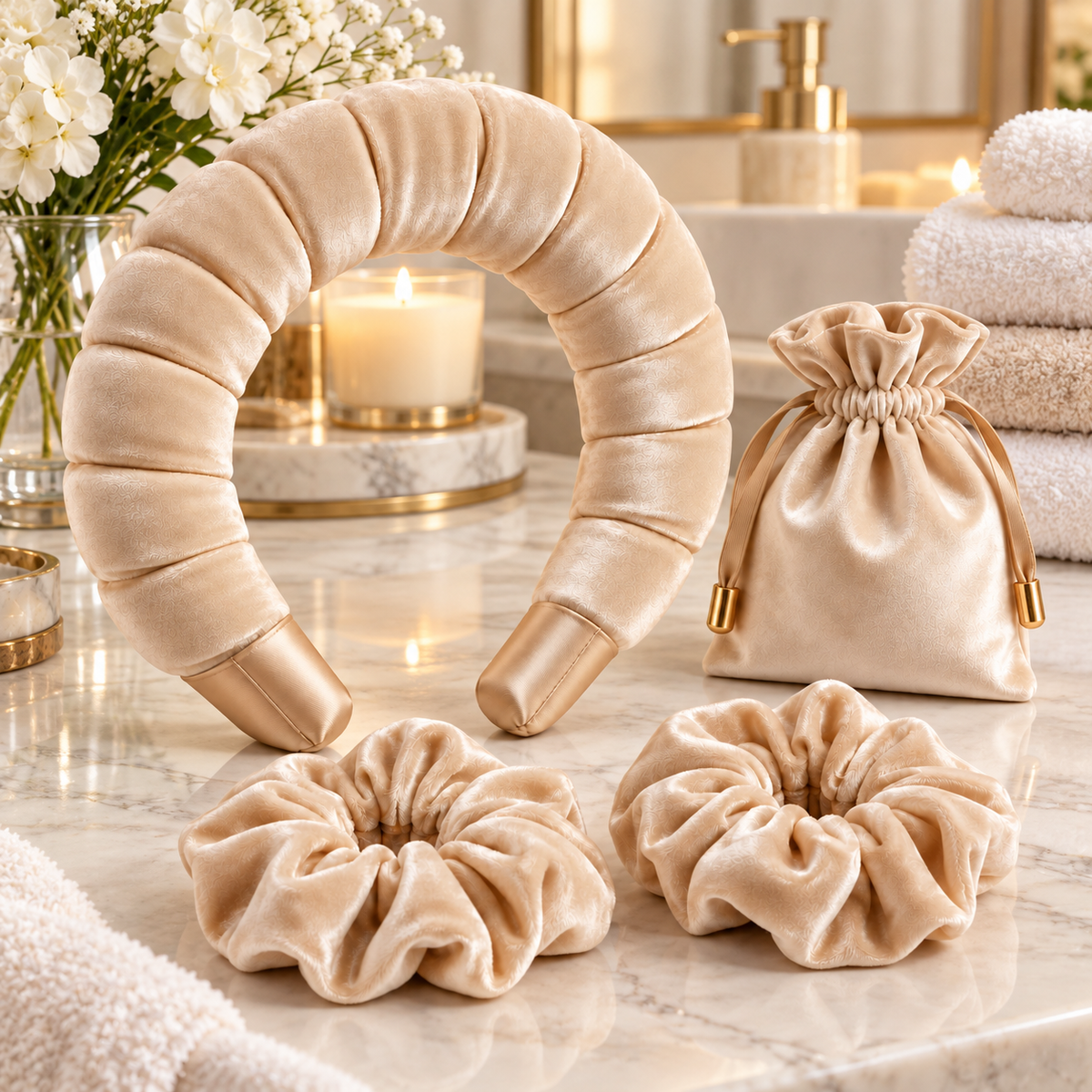 Cloud-Soft Heatless Curling Headband Set – Effortless Overnight Curls
