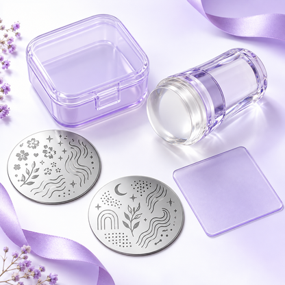 Jelly Nail Stamper Kit – DIY Nail Art Stamping Set with 2 Design Plates